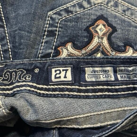 Miss Me Blue Jeans WOMEN’S Size 27 Signature Cuffed Capri Fit denim sequin - Picture 5 of 6